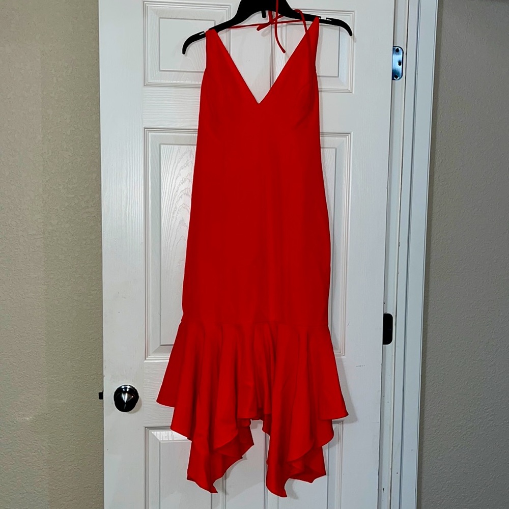 Coral Aiden Mattox Flounce Dress